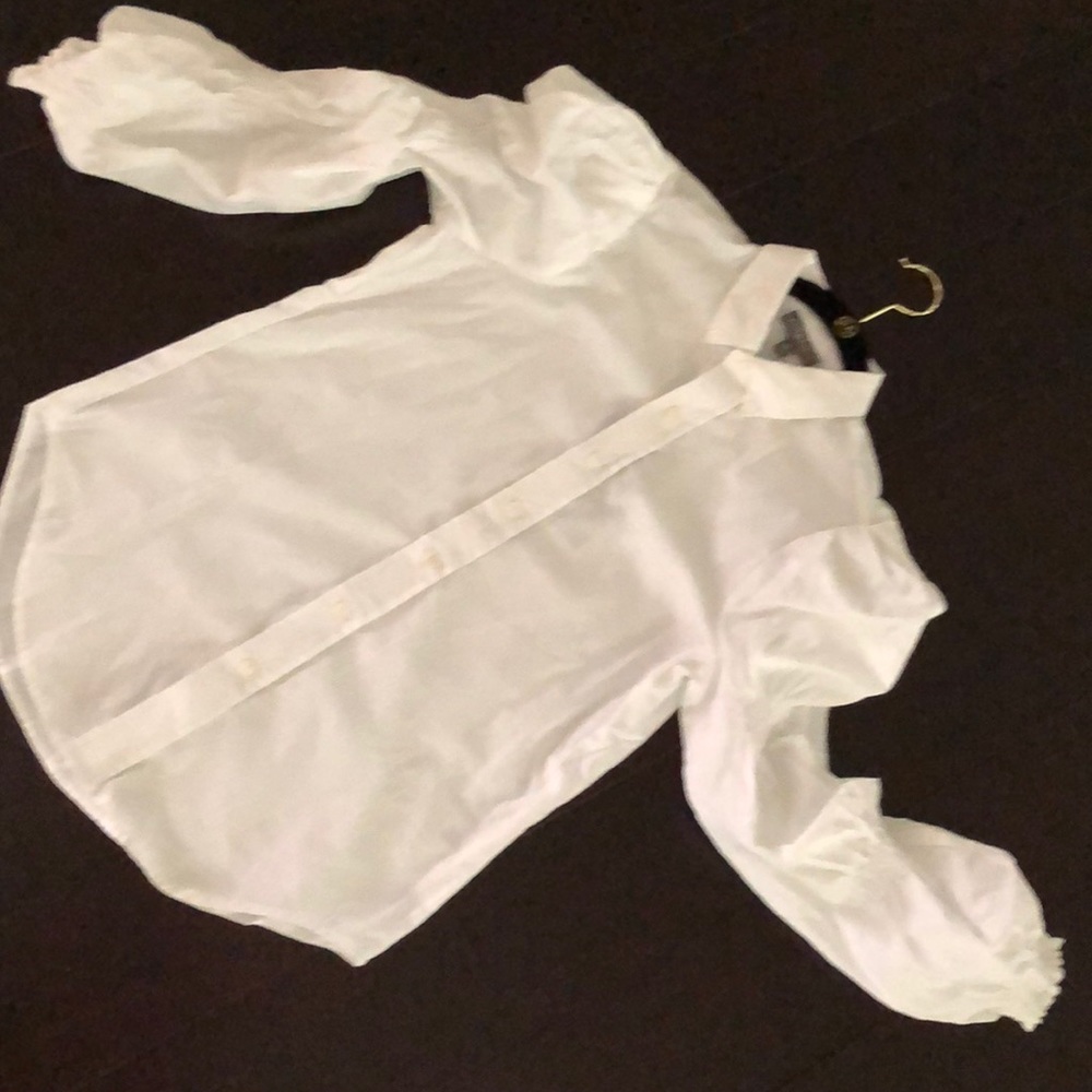 Greysn white button down with smocked sleeves., M.